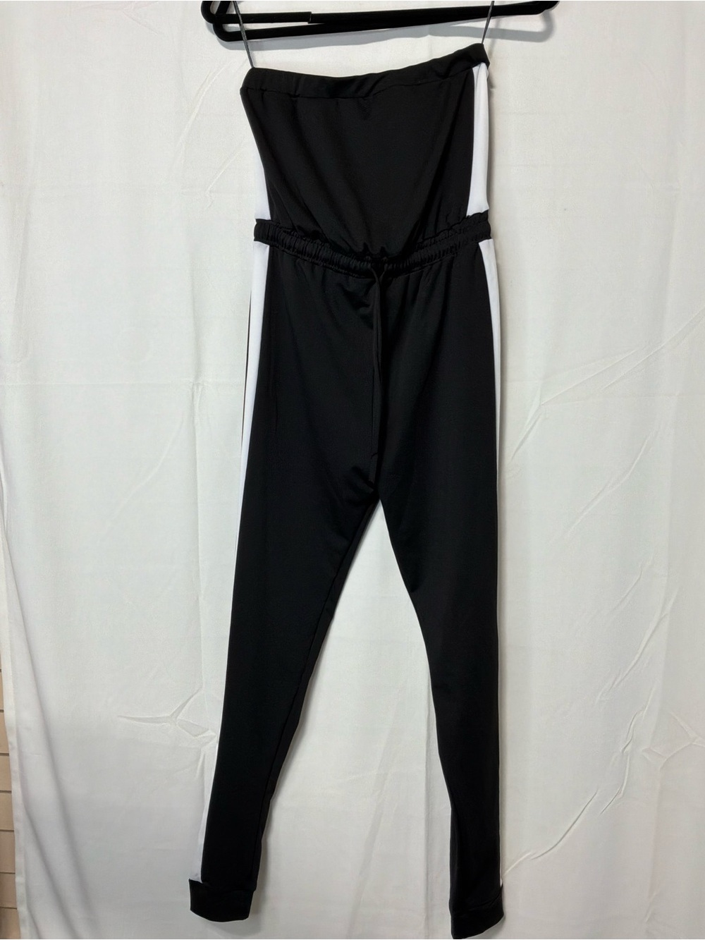 Black Strapless Jumpsuit with White Side Panels